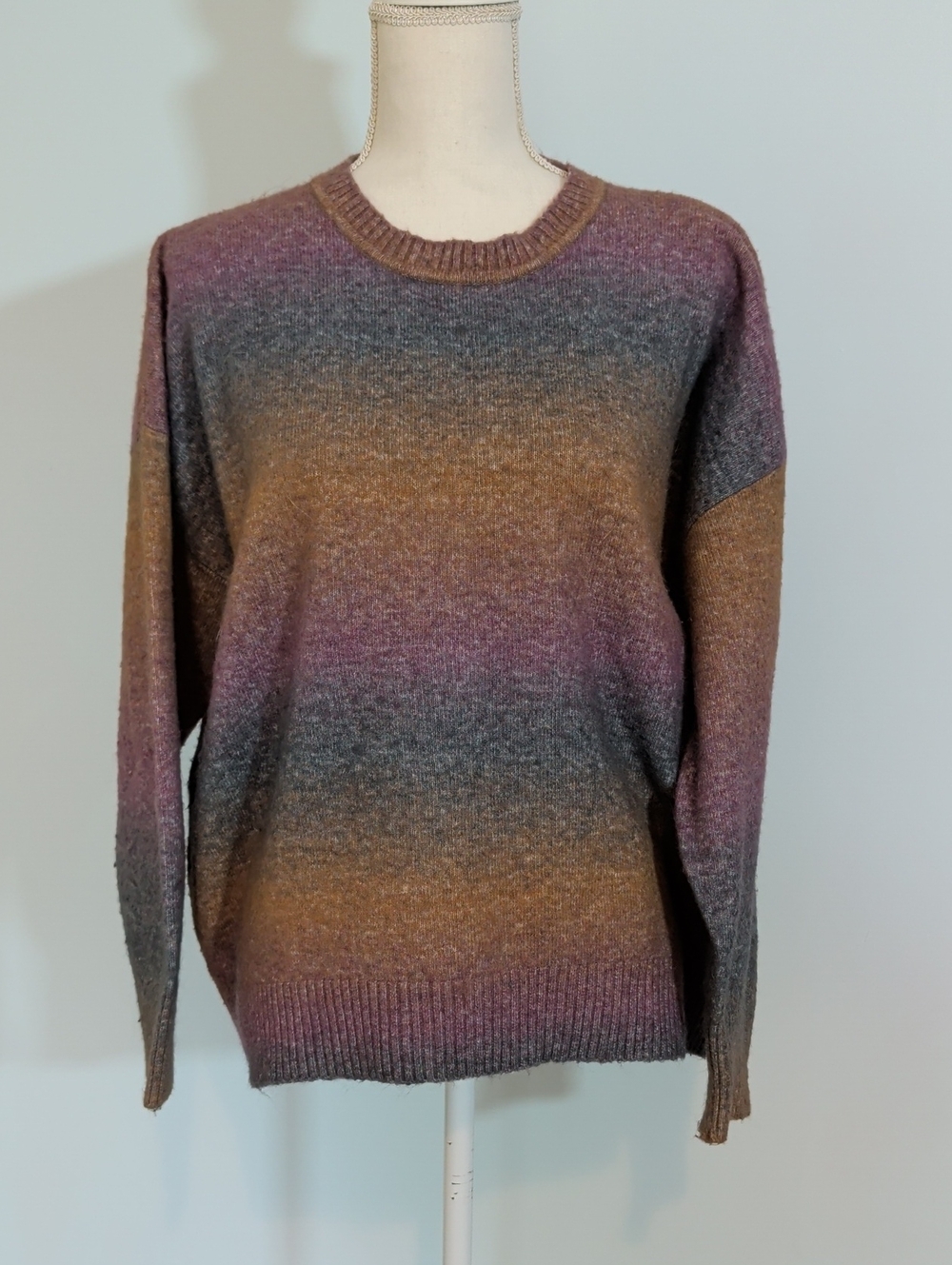 Old Navy Mens (Unisex) Gradient Striped Crewneck Sweater Eco Friendly Granola M